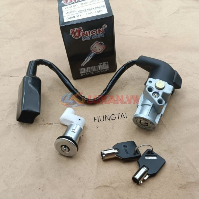 Bộ ổ khóa, công tắc chìa tròn union WAVE Thái, ALPHA, ZX... chống trộm - Ảnh 4