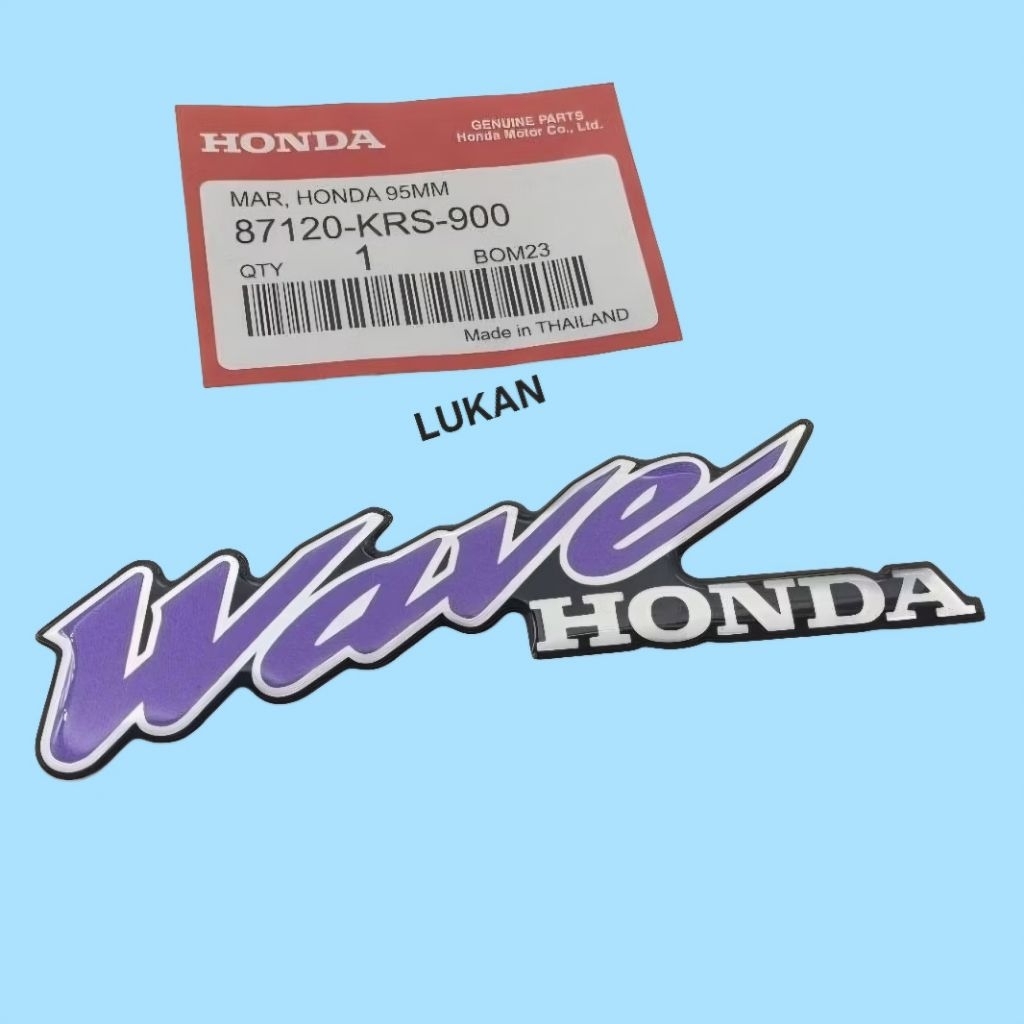 Tem logo nổi tím nhựa mặt nạ trước xe WAVE Thái zin 95mm - Ảnh 5