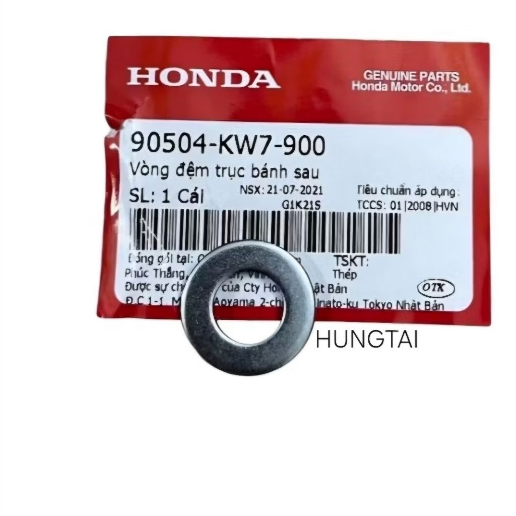 Đệm phẳng, lông đền trục cốt đùm sau WAVE, FUTURE 125... zin 90504-KW7-900 - Ảnh 2