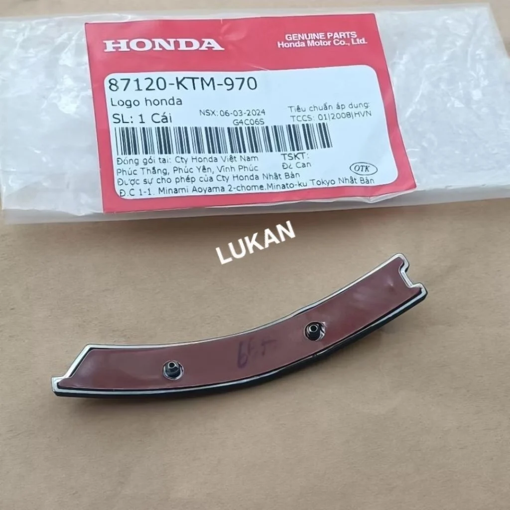 Tem logo nhựa mặt nạ trước FUTURE 2, MẬP, LED 125... zin Honda 87120-KTM-970 - Ảnh 2