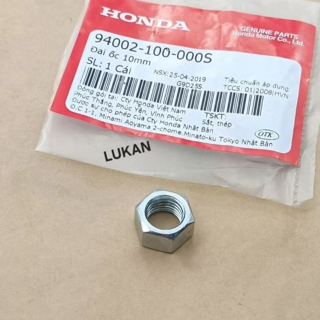Ốc chống nghiêng, cốt càng gắp DREAM, WAVE, FUTURE... tán 10mm zin 94002-100-000S - Ảnh 3