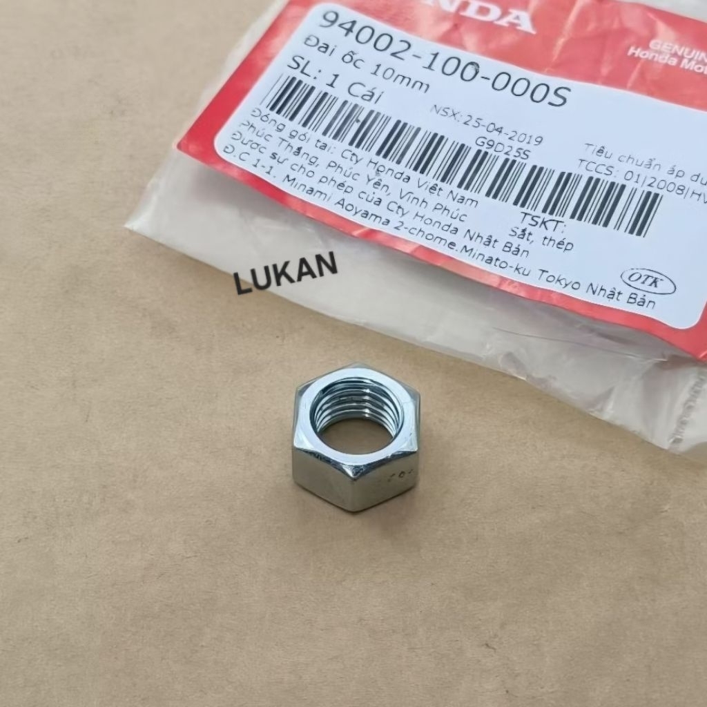 Ốc chống nghiêng, cốt càng gắp DREAM, WAVE, FUTURE... tán 10mm zin 94002-100-000S - Ảnh 4
