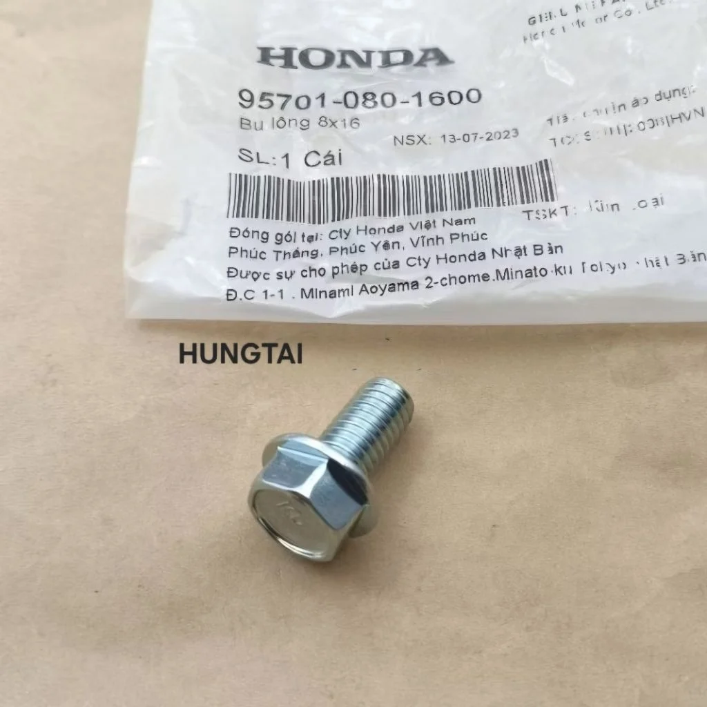 Ốc thùng bình xăng WAVE Thái, ALPHA, ZX, FUTURE 1.... zin bu lông 8x16 95701-080-1600 - Ảnh 2