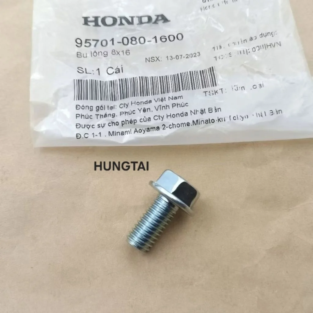Ốc thùng bình xăng WAVE Thái, ALPHA, ZX, FUTURE 1.... zin bu lông 8x16 95701-080-1600 - Ảnh 3