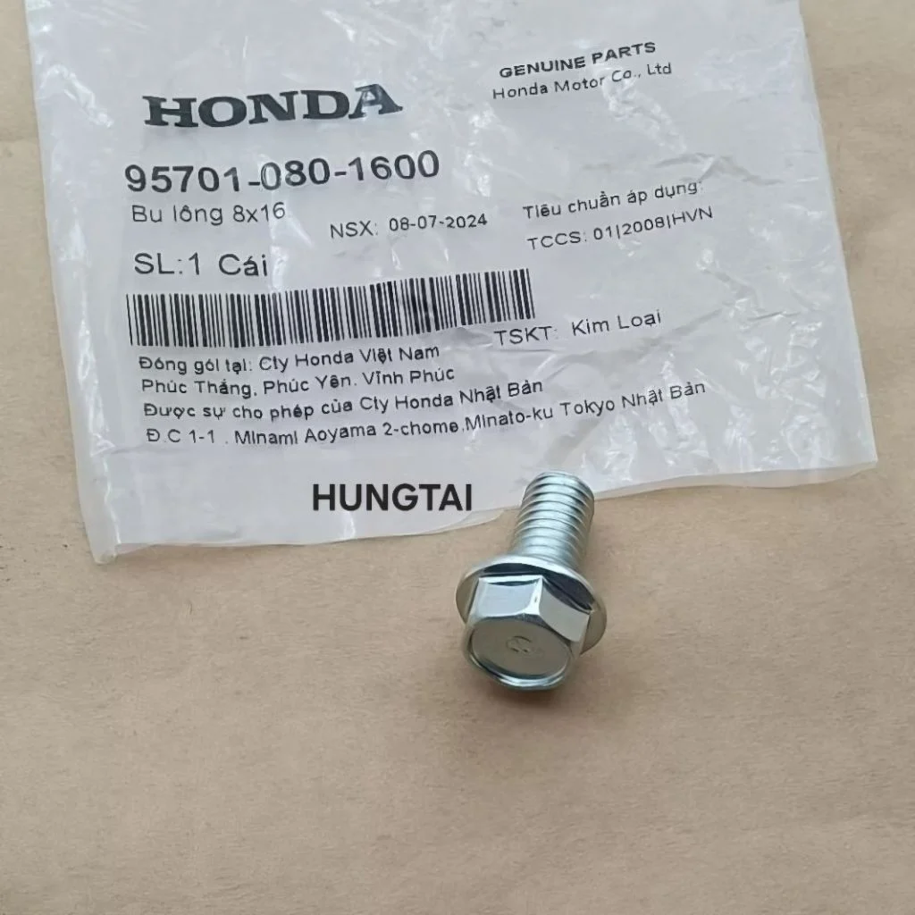 Ốc thùng bình xăng WAVE Thái, ALPHA, ZX, FUTURE 1.... zin bu lông 8x16 95701-080-1600 - Ảnh 4