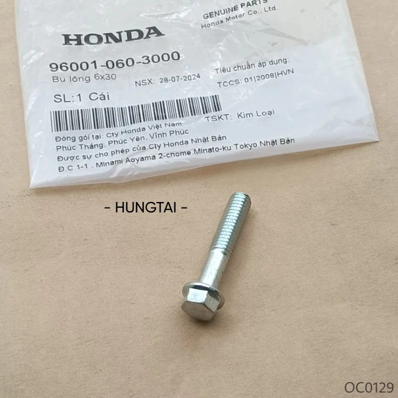 Ốc thùng đồ, hộp cốp bình ắc quy WAVE, FUTURE 125... zin bu lông 6x30 96001-060-3000 - Ảnh 3