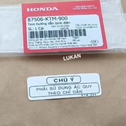 Tem chú ý hộp cốp đồ, bình ắc quy FUTURE 2, NEO, X, MẬP, LED 125... thông số zin 87506-KTM-900