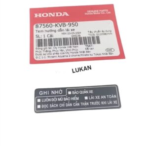 Tem thông số nhựa yếm khóa giữa xe WINNER 150 zin Honda 87560-KVB-950