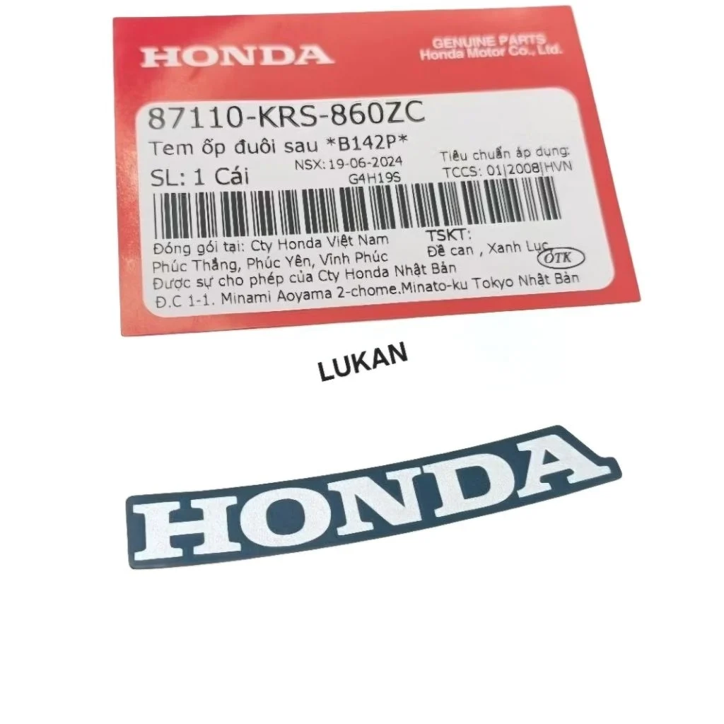 Tem chữ Honda dán nhựa đuôi rùa WAVE ALPHA đời đầu Xanh zin 87110-KRS-860ZC - Ảnh 3