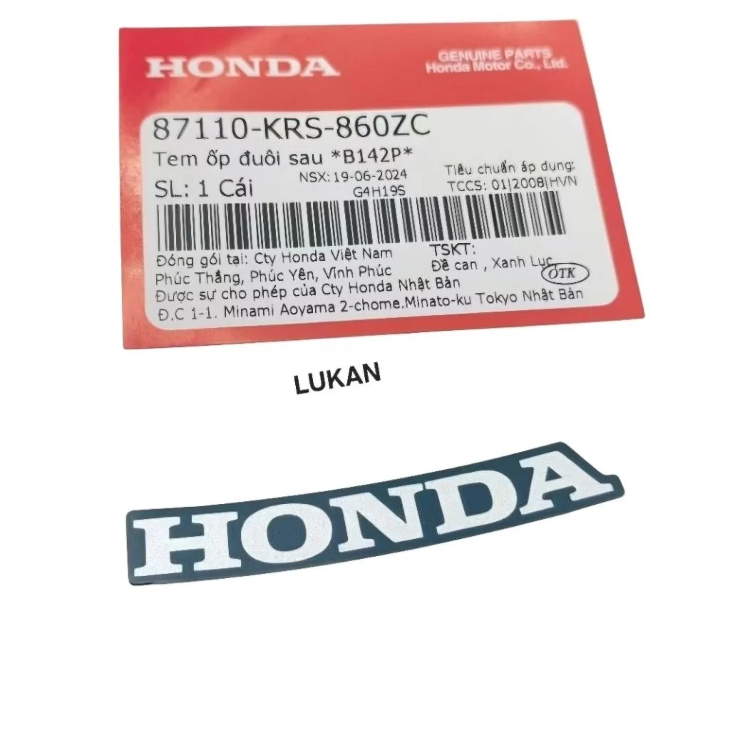 Tem chữ Honda dán nhựa đuôi rùa WAVE ALPHA đời đầu Xanh zin 87110-KRS-860ZC - Ảnh 4