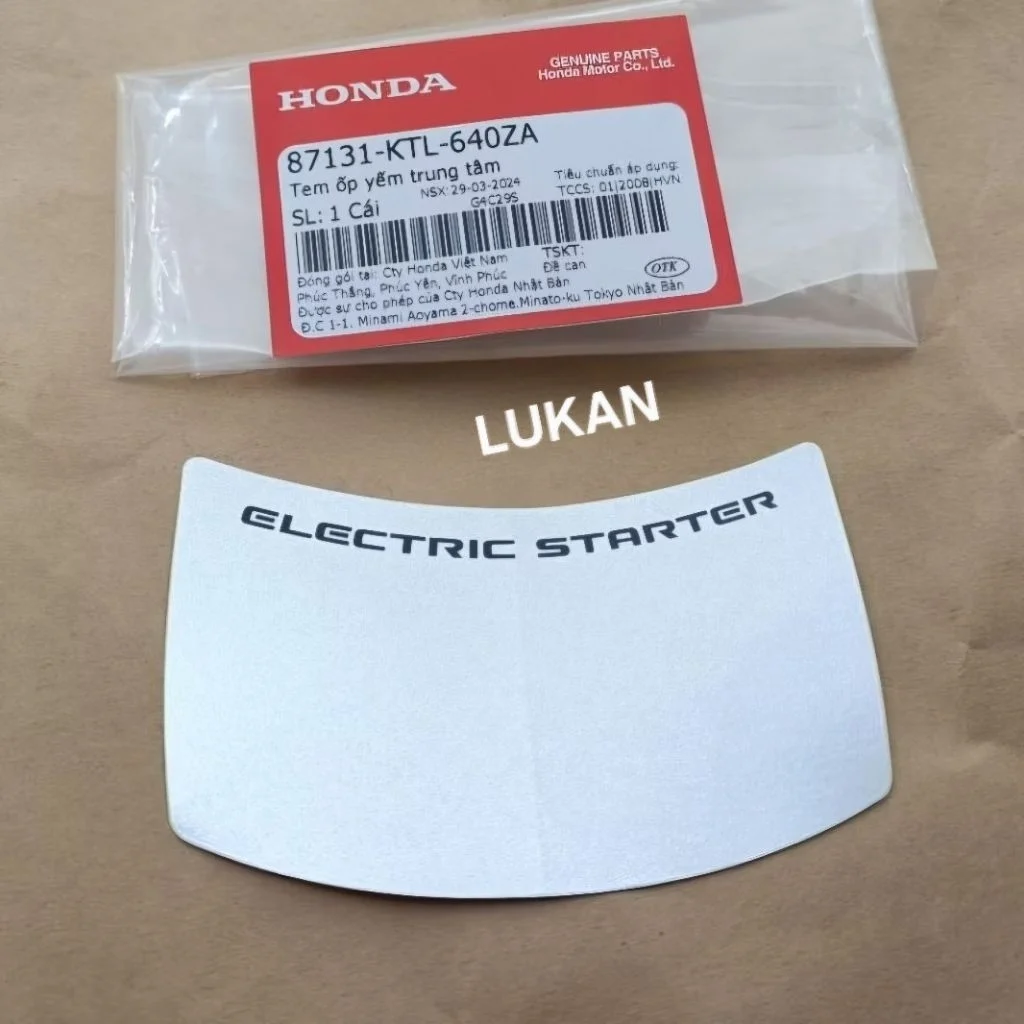 Tem ELECTRIC nhựa yếm khóa WAVE A, RS, S100... Bạc zin Honda 87131-KTL-640ZA