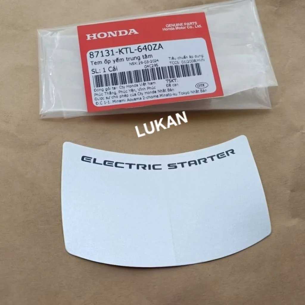 Tem ELECTRIC nhựa yếm khóa WAVE A, RS, S100... Bạc zin Honda 87131-KTL-640ZA - Ảnh 2
