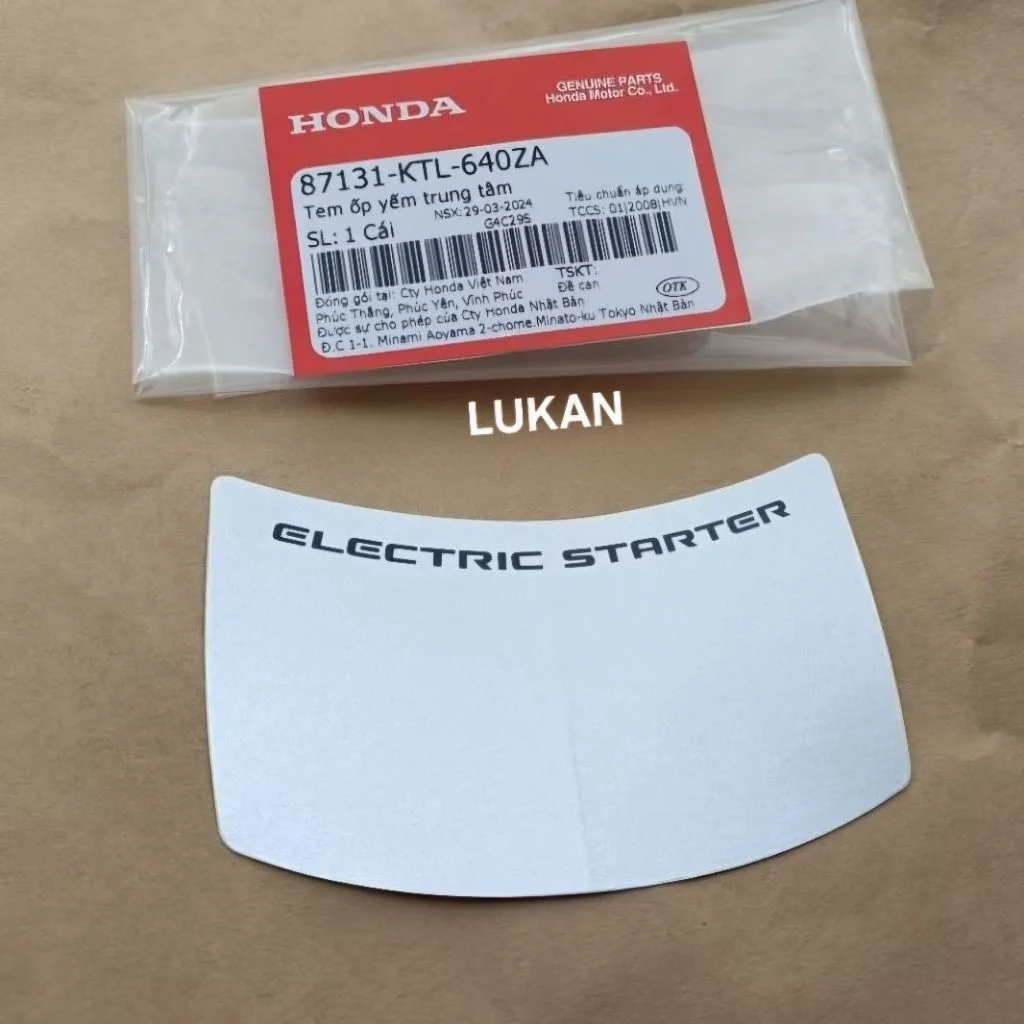 Tem ELECTRIC nhựa yếm khóa WAVE A, RS, S100... Bạc zin Honda 87131-KTL-640ZA - Ảnh 3