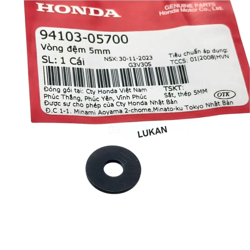 Lông đền cần kéo dây le, e gió WAVE Thái, ALPHA, ZX, FUTURE... zin đệm phẳng 5mm 94103-05700 - Ảnh 2
