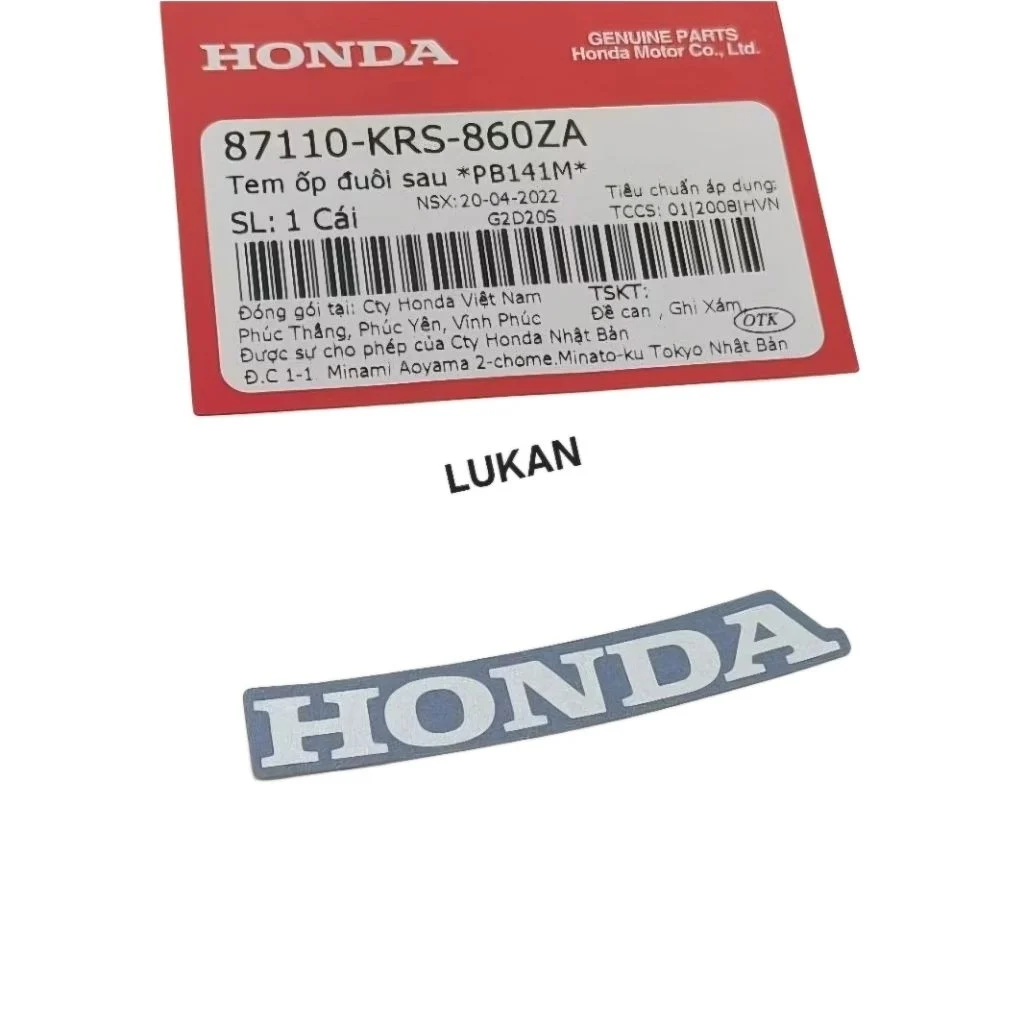 Tem chữ Honda võ nhựa đuôi, mu rùa WAVE ALPHA, ZX.... Xám zin 87110-KRS-860ZA - Ảnh 3