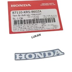 Tem chữ Honda võ nhựa đuôi, mu rùa WAVE ALPHA, ZX.... Xám zin 87110-KRS-860ZA