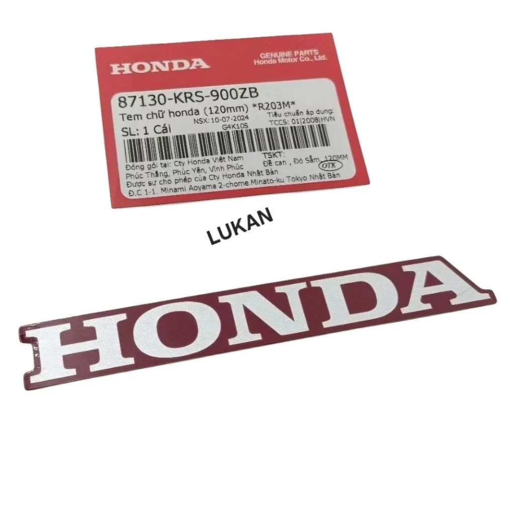 Tem chữ Honda dán cánh bửng yếm 120mm WAVE ALPHA, ZX... Nâu zin 87130-KRS-900ZB - Ảnh 2