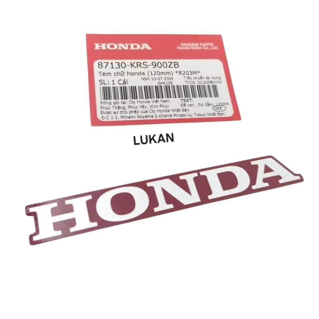 Tem chữ Honda dán cánh bửng yếm 120mm WAVE ALPHA, ZX... Nâu zin 87130-KRS-900ZB - Ảnh 3