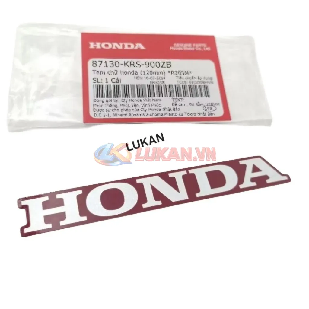 Tem chữ Honda dán cánh bửng yếm 120mm WAVE ALPHA, ZX... Nâu zin 87130-KRS-900ZB - Ảnh 4