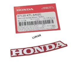 Tem chữ Honda dán nhựa mặt nạ trước WAVE A, RS, S100...  đỏ 85mm zin 87120-KTL-640ZC