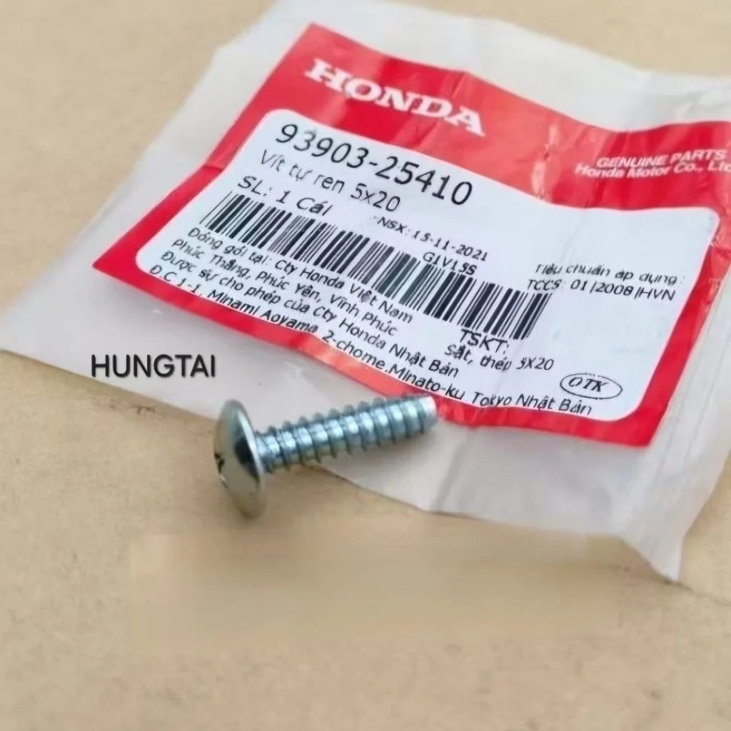 Ốc nhựa võ đầu đèn, bao tử lọc gió DREAM, WAVE, FUTURE... zin. vít 5x20 93903-25410 - Ảnh 2