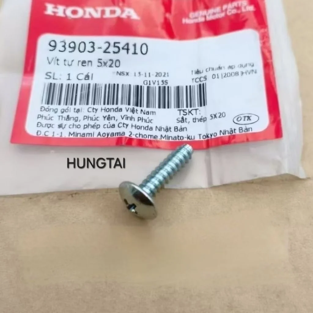 Ốc nhựa võ đầu đèn, bao tử lọc gió DREAM, WAVE, FUTURE... zin. vít 5x20 93903-25410