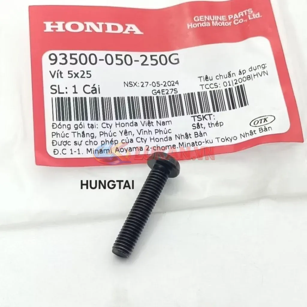 Ốc cùm đề, ống ga WAVE Thái, ALPHA, RS, FUTURE... vít 5x25 zin 93500-050-250G - Ảnh 2