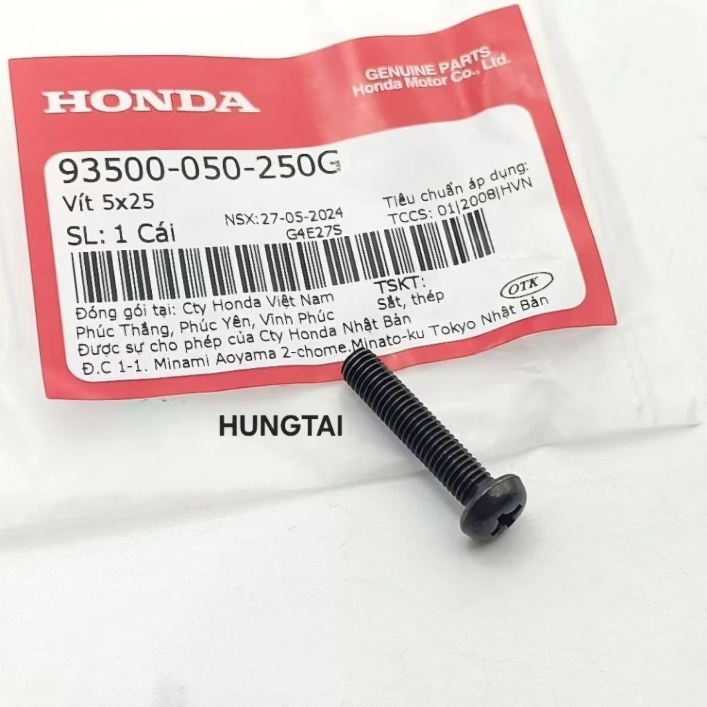 Ốc cùm đề, ống ga WAVE Thái, ALPHA, RS, FUTURE... vít 5x25 zin 93500-050-250G - Ảnh 3