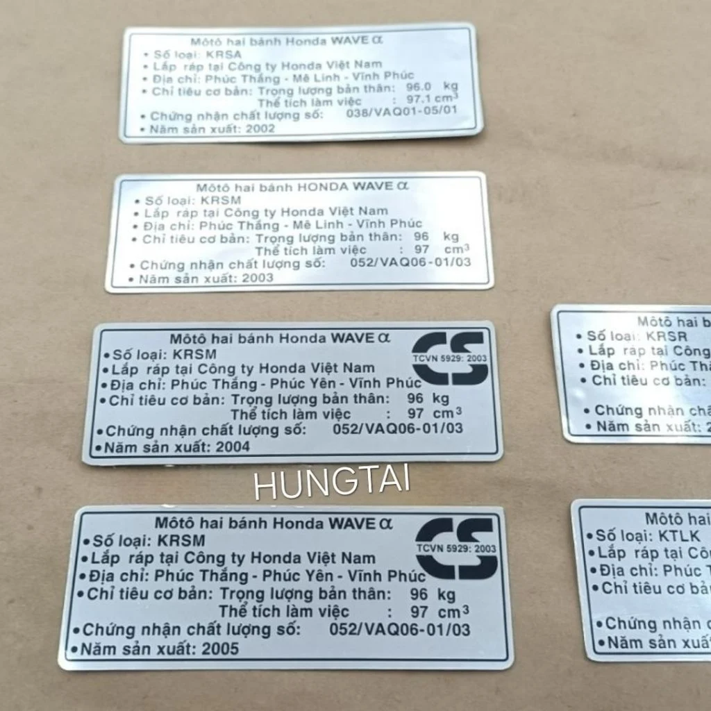 Tem thông số năm sản xuất xe WAVE ALPHA, ZX hộp xích cacte, gắp - Ảnh 2