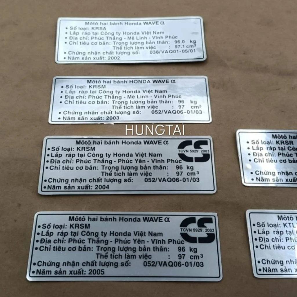 Tem thông số năm sản xuất xe WAVE ALPHA, ZX hộp xích cacte, gắp - Ảnh 3