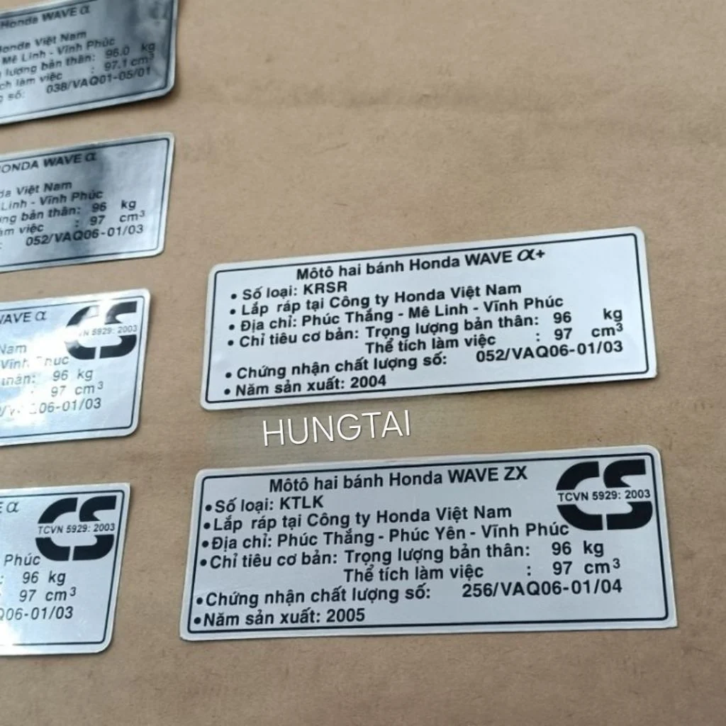 Tem thông số năm sản xuất xe WAVE ALPHA, ZX hộp xích cacte, gắp - Ảnh 5