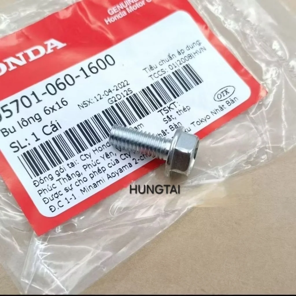 Ốc bắt cục sạc điện DREAM, WAVE, FUTURE... zin bu lông 6x16 95701-060-1600 - Ảnh 2