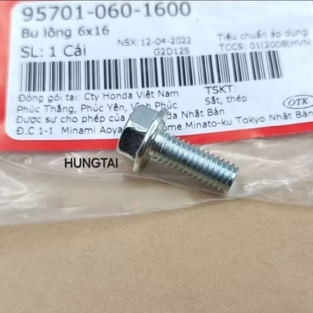 Ốc bắt cục sạc điện DREAM, WAVE, FUTURE... zin bu lông 6x16 95701-060-1600 - Ảnh 3