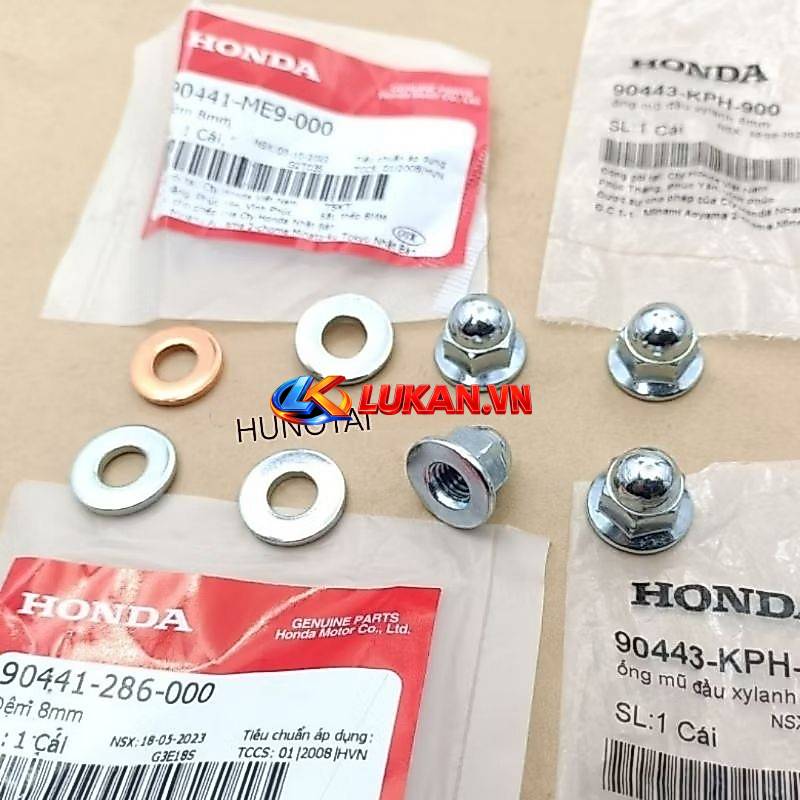 Bộ 4 ốc, lông đền đầu lòng, quylat FUTURE 2, NEO, MẬP, LED 125... tán mũ 8mm zin 90443-KPH-900