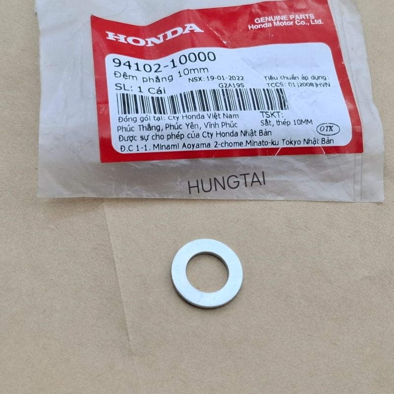 Đệm phẳng, lông đền chốt khóa cổ xe DREAM... 10mm zin 94102-10000 - Ảnh 2