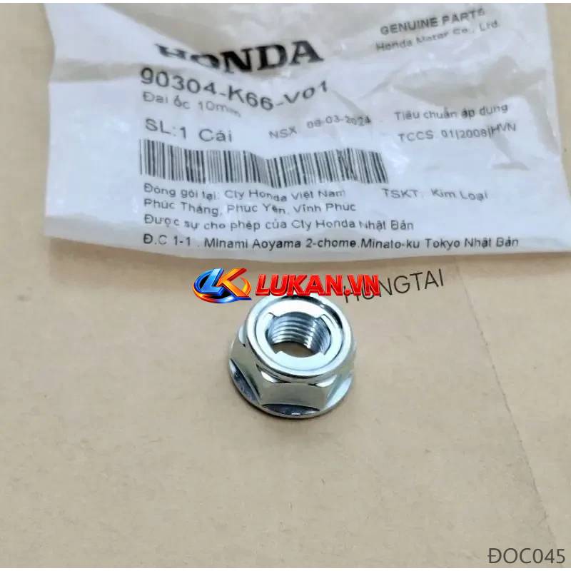 Đai ốc, tán trục cốt gắp, càng WAVE, FUTURE... 10mm zin 90304-K66-V01
