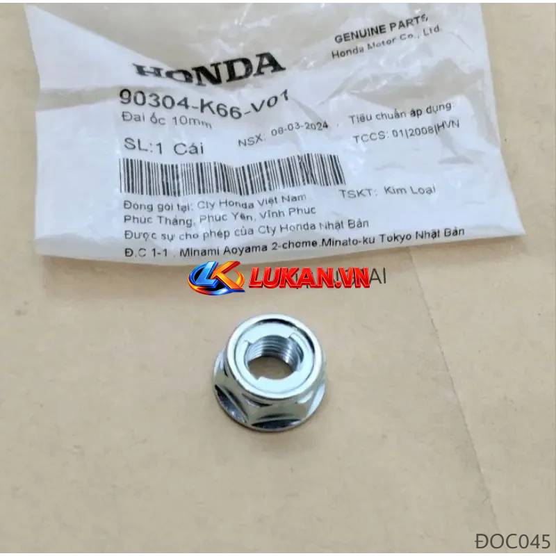 Đai ốc, tán trục cốt gắp, càng WAVE, FUTURE... 10mm zin 90304-K66-V01 - Ảnh 2