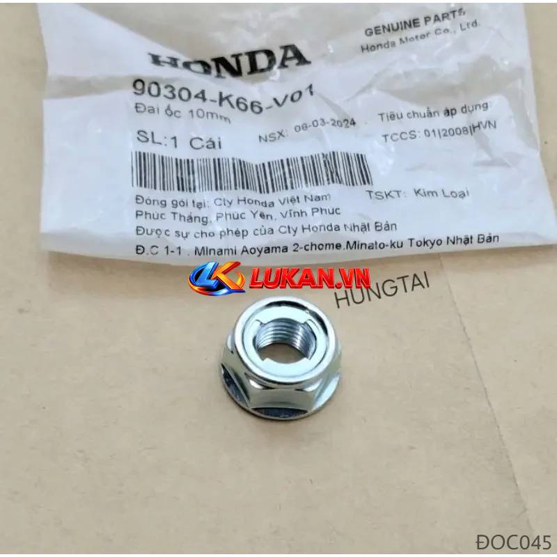 Đai ốc, tán trục cốt gắp, càng WAVE, FUTURE... 10mm zin 90304-K66-V01 - Ảnh 3
