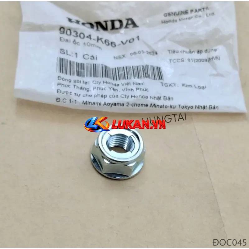 Đai ốc, tán trục cốt gắp, càng WAVE, FUTURE... 10mm zin 90304-K66-V01 - Ảnh 4