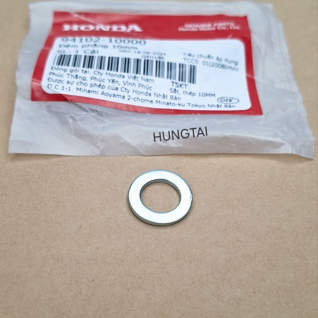Đệm phẳng, lông đền chốt khóa cổ xe DREAM... 10mm zin 94102-10000 - Ảnh 3