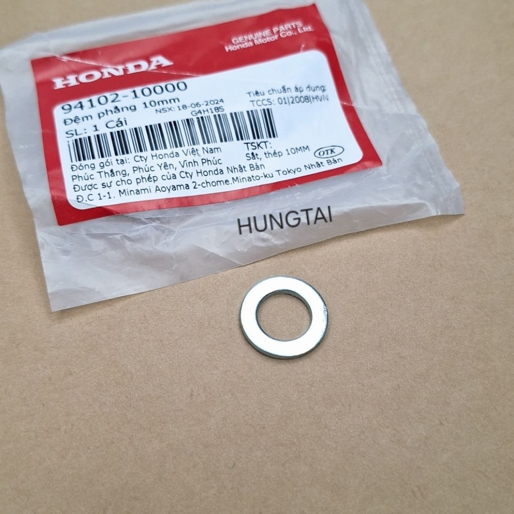Đệm phẳng, lông đền chốt khóa cổ xe DREAM... 10mm zin 94102-10000 - Ảnh 5
