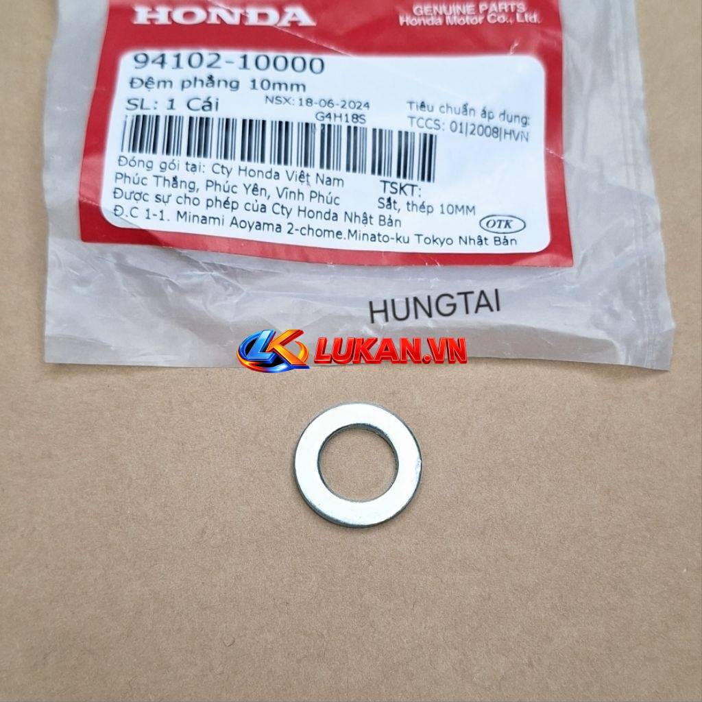Đệm phẳng, lông đền chốt khóa cổ xe DREAM... 10mm zin 94102-10000