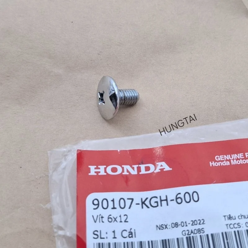 Ốc vít xi trắng nhựa dàn áo WAVE, FUTURE.... 6x12 zin Honda 90107-KGH-600