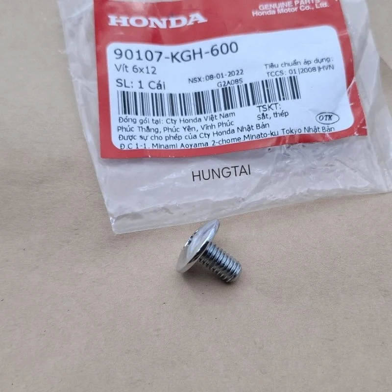 Ốc vít xi trắng nhựa dàn áo WAVE, FUTURE.... 6x12 zin Honda 90107-KGH-600 - Ảnh 3