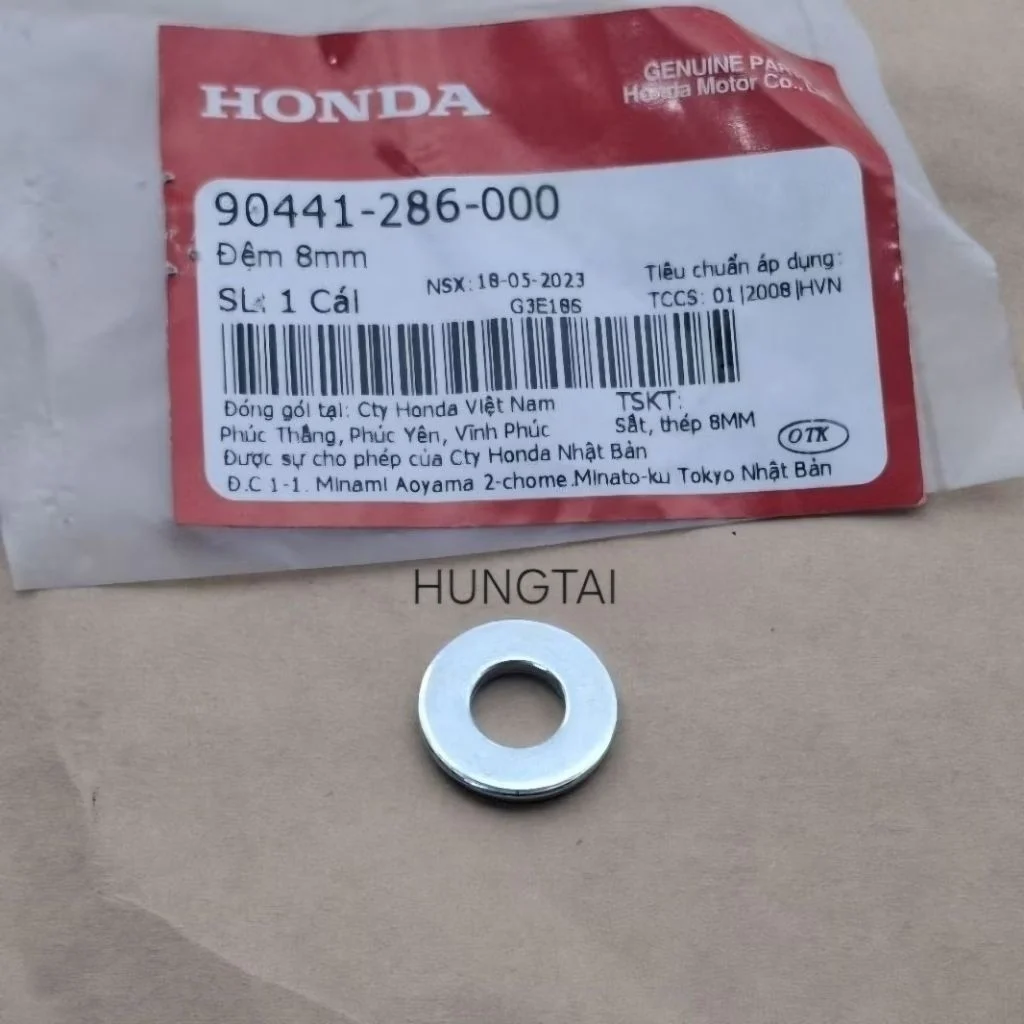 Đệm phẳng, lông đền đầu bò quylat FUTURE 2, NEO, MẬP, LED 125... 8mm zin 90441-286-000 - Ảnh 2