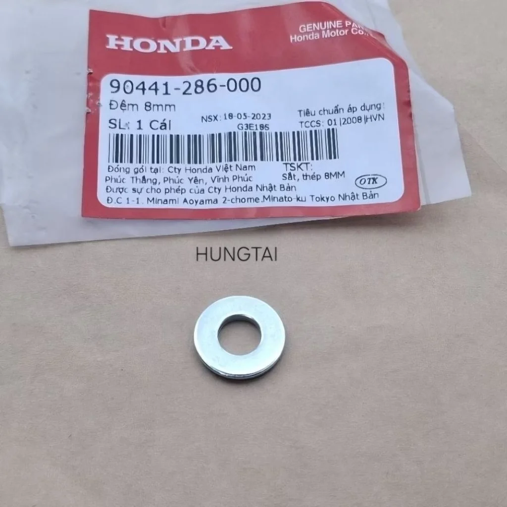 Đệm phẳng, lông đền đầu bò quylat FUTURE 2, NEO, MẬP, LED 125... 8mm zin 90441-286-000 - Ảnh 3