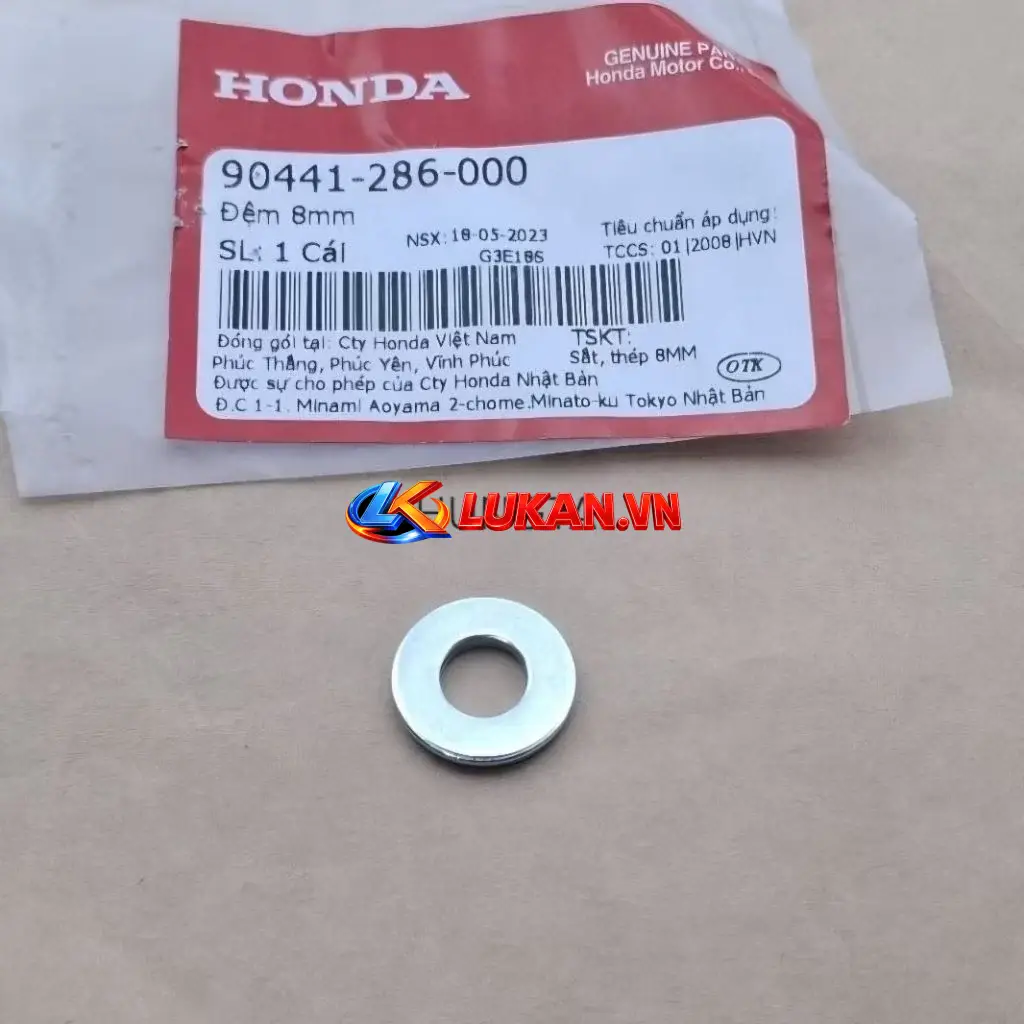 Đệm phẳng, lông đền đầu bò quylat FUTURE 2, NEO, MẬP, LED 125... 8mm zin 90441-286-000