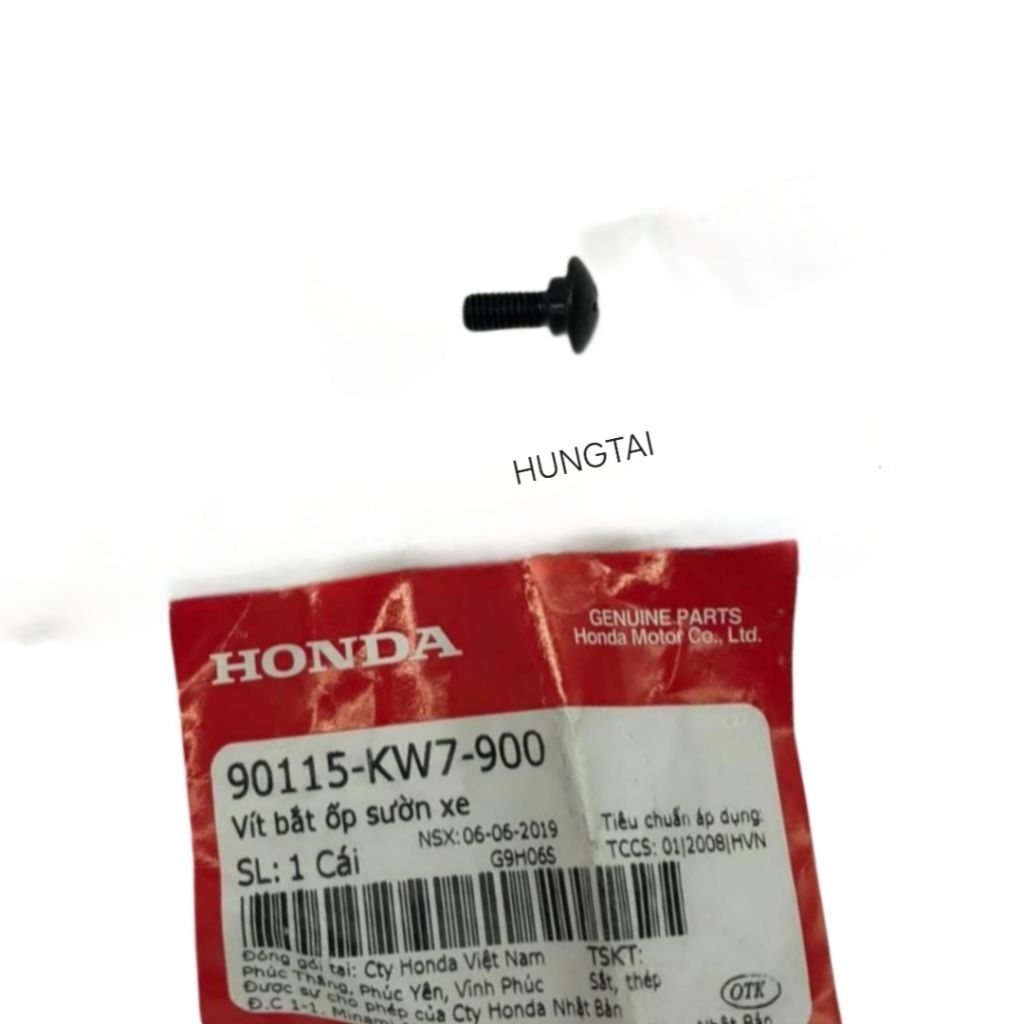 Ốc vít đen nhựa áo, ốp sườn xe WAVE, FUTURE.... zin 90115-KW7-900