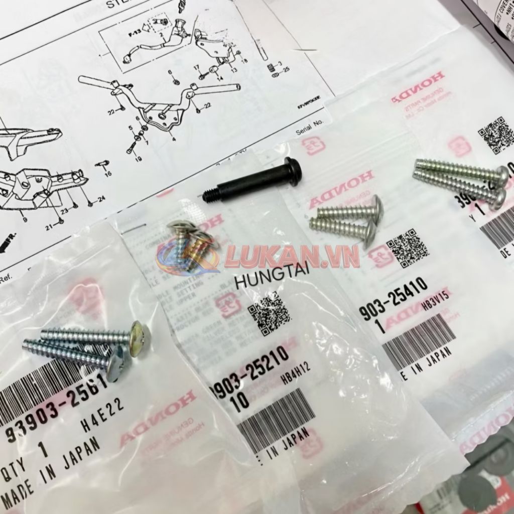 Bộ 9 ốc vít nhựa vỏ đầu đèn trước xe DREAM... zin Honda VN - Ảnh 3
