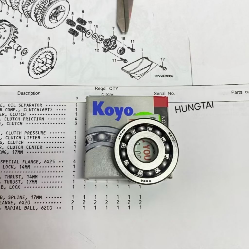 Bạc đạn nồi côn, ly hợp DREAM, WAVE, FUTURE.... vòng bi zin Koyo 6200 - Ảnh 2